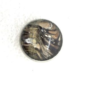 Brooch pin hand painted glass dome handcrafted